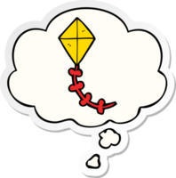 cartoon kite with thought bubble as a printed sticker png