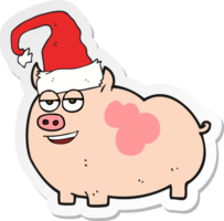 sticker of a cartoon christmas pig png