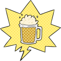 cartoon pint of ale with speech bubble in comic book style png