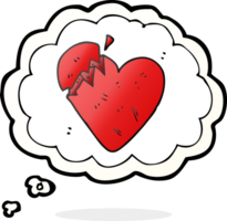 hand drawn thought bubble cartoon broken heart png