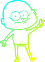 cold gradient line drawing of a cartoon bald man staring png