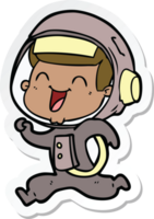 sticker of a happy cartoon astronaut png