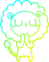 cold gradient line drawing of a cartoon lion png