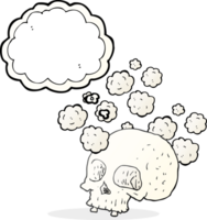 hand drawn thought bubble cartoon old skull png