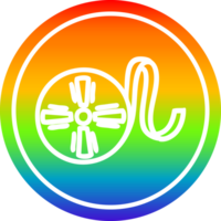 movie film reel circular icon with rainbow gradient finish png