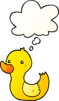 cartoon duck with thought bubble in smooth gradient style png