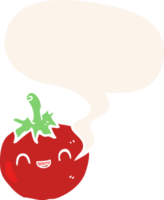 carino cartone animato pomodoro con discorso bolla nel retrò stile png