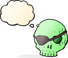 cartoon skull with eye patch with thought bubble png