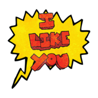 I like you  hand speech bubble textured cartoon symbol png