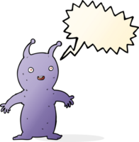 cartoon happy little alien with speech bubble png