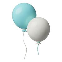 Party balloons 3d realistic illustration blue and white three dimensional holiday objects vector
