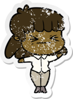 distressed sticker of a cartoon woman png