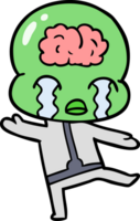 cartoon big brain alien crying png