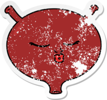 distressed sticker of a cartoon bladder png