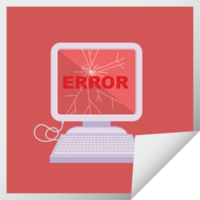 broken computer graphic   illustration square sticker png