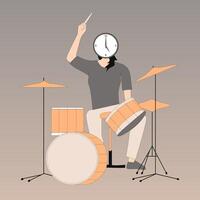 woman playing drums vector