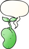 cartoon sprouting seed with speech bubble in smooth gradient style png