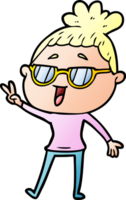 cartoon happy woman wearing spectacles png