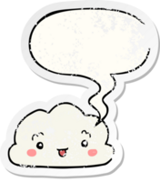 tecknad serie moln med Tal bubbla bedrövad bedrövad gammal klistermärke png
