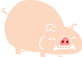 flat color illustration cartoon pig png