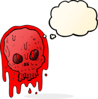 cartoon bloody skull with thought bubble png