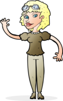 cartoon pilot woman waving png