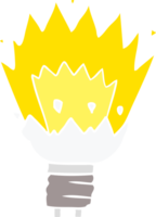 flat color style cartoon exploding light bulb png