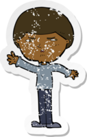 retro distressed sticker of a cartoon mean man png