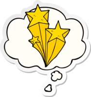 cartoon shooting stars with thought bubble as a printed sticker png