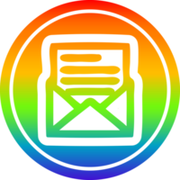 envelope letter circular icon with rainbow gradient finish png