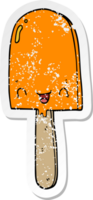 distressed sticker of a cartoon ice lolly png