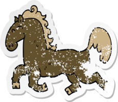 distressed sticker of a cartoon stallion png