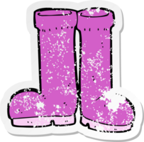 retro distressed sticker of a cartoon rubber boots png