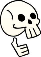 gradient shaded quirky cartoon skull png