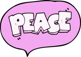 hand drawn comic book speech bubble cartoon word peace png