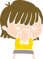 annoyed flat color style cartoon girl png