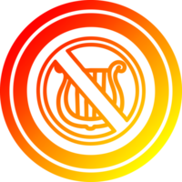 Nein Musik- kreisförmig Symbol mit warm Gradient Fertig png