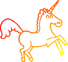 warm Gradient Linie Zeichnung von ein Karikatur Einhorn png