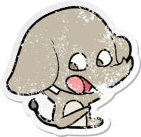 distressed sticker of a cute cartoon elephant png