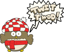 hand drawn speech bubble cartoon cute owl saying twit twoo png