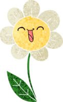 retro illustration style quirky cartoon happy flower png