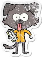 distressed sticker of a cartoon dog with tongue sticking out png