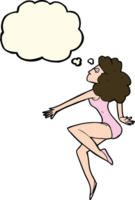 cartoon dancing woman with thought bubble png