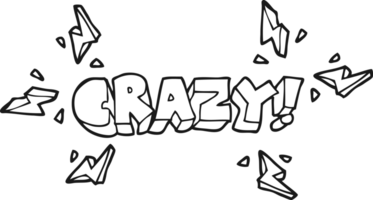 hand drawn black and white cartoon shout crazy png