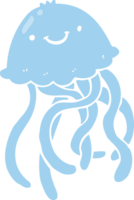 flat color style cartoon happy jellyfish png