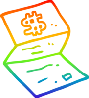 rainbow gradient line drawing of a cartoon legal money letter png