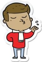 sticker of a cartoon model guy pouting png