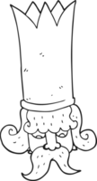 hand drawn black and white cartoon king with huge crown png