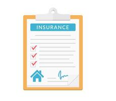 Home insurance concept, clipboard with check boxes and signature vector