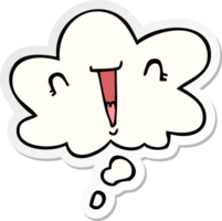 cute cartoon face with thought bubble as a printed sticker png